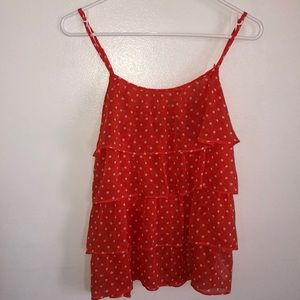 F21 Orange Spaghetti Strap w/ White Poke-A-Dots
